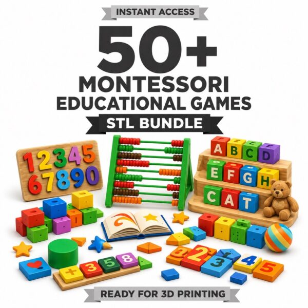Montessori Educational Games Bundle | 50+ STL Files for 3D Printing