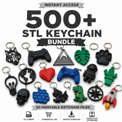 q1 500+ STL Keychain Bundle | 3D Printable Keychain Files