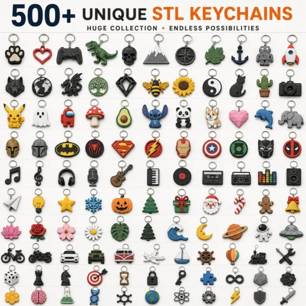 500+ STL Keychain Bundle | 3D Printable Keychain Files