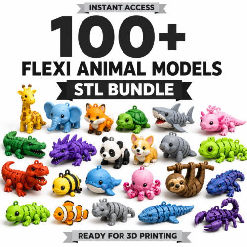 00 100+ Flexi Animals STL Bundle | Articulated 3D Print Files Pack