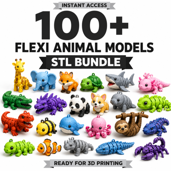 100+ Flexi Animals STL Bundle | Articulated 3D Print Files Pack