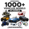 1000+ Vehicle STL 3D Models Bundle | Cars, Bikes, Aircraft, Ships, Tanks, Trains & Trucks