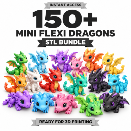 150+ Flexi Dragons STL Bundle | Articulated Print-in-Place Dragon 3D Models