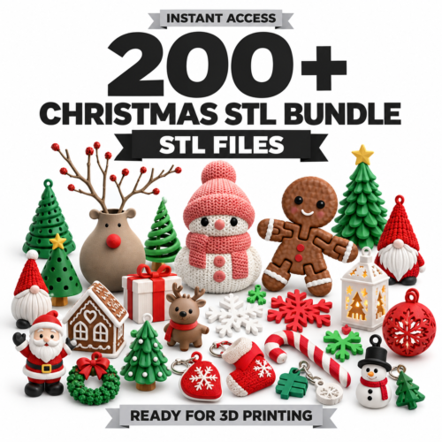 200+ Christmas STL Bundle | Xmas Ornaments & 3D Print Models