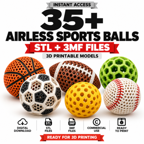 35+ Airless Sports Ball STL Bundle | Soccer, Basketball & Football 3D Print Files